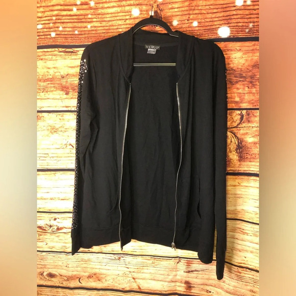 VENUS Black Zip up Jacket - Picture 4 of 12